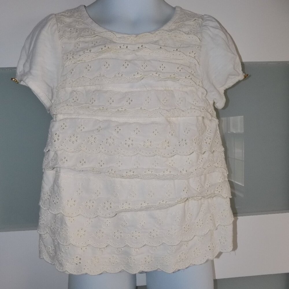 Matilda Jane Happy & Free Whipped Cream Ivory Eyelet Lace Shirt Size 4 Girl's